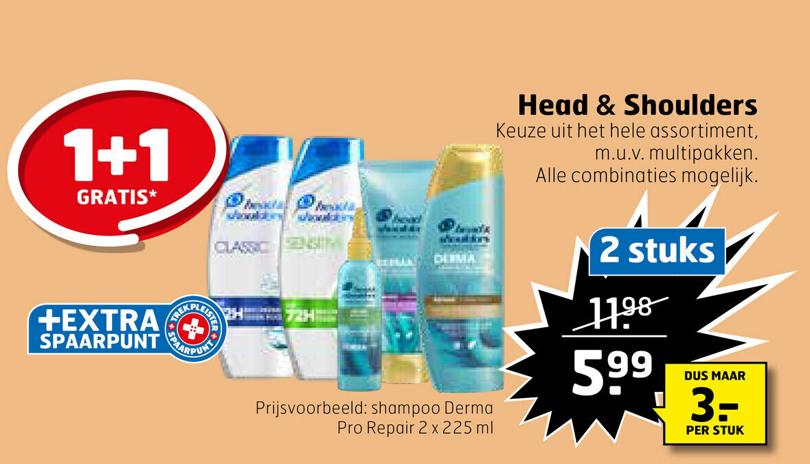 Head & Shoulders 2 x 225 ml aanbieding bij Trekpleister
