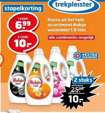 Trekpleister Keuze uit het hele assortiment Robijn wasmiddel 1.8 liter aanbieding