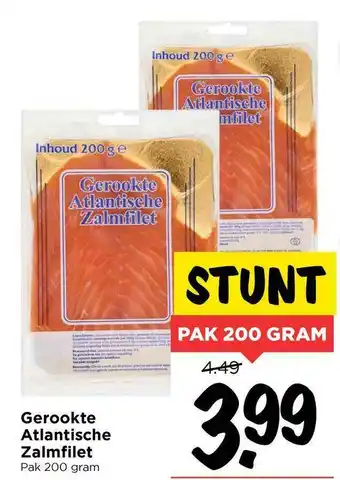 Vomar Voordeelmarkt Gerookte atlantische zalmfilet 200 gram aanbieding