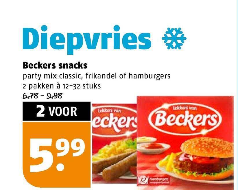 Beckers Snacks Party Mix Classic, Frikandel Of Hamburgers aanbieding