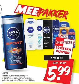 Dekamarkt Nivea deodorant, douchegel, shampoo of conditioner aanbieding