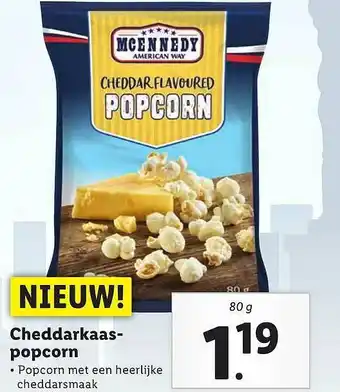 Lidl Cheddarkaas opcorn 80 g aanbieding