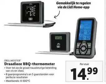 Lidl Grillmeister Draadloze BBQ-Thermometer aanbieding