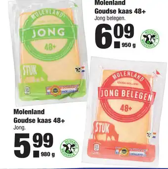 ALDI Molenland Goudse Kaas 48+ Jong Belegen Of Jong aanbieding