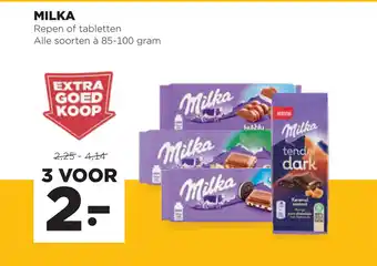 Jumbo Milka 85-100 gram aanbieding