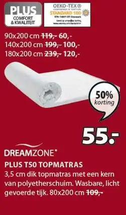 Jysk PLUS T50 TOPMATRAS 179 aanbieding