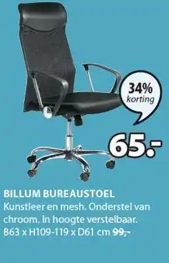 Jysk BILLUM BUREAUSTOEL aanbieding