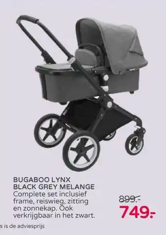 Prenatal Bugaboo Lynx Black Grey Melange Kinderwagen aanbieding