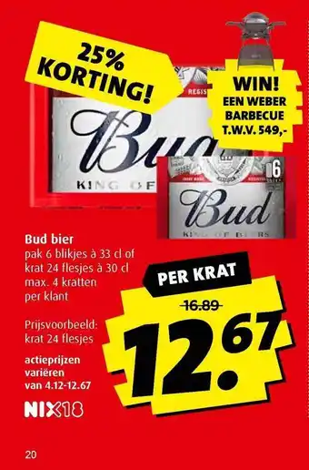 Boni Bud Bier 25% Korting aanbieding