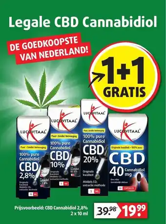 Lucovitaal Lucovitaal CBD Cannabidiol 2,8% 1+1 Gratis aanbieding