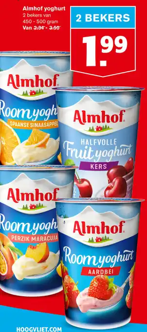 Hoogvliet Almhof yoghurt 450-500g aanbieding