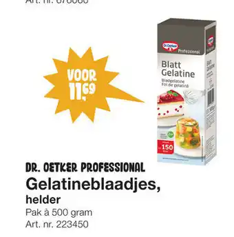 Bidfood Dr. Oetker Professional Gelatineblaadjes helder 500g aanbieding