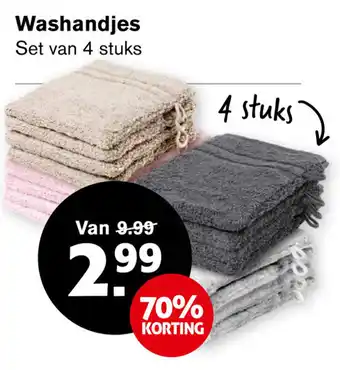 Hoogvliet Washandjes 4 stuks aanbieding