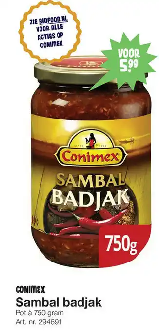 Bidfood Conimex Sambal badjak 750g aanbieding