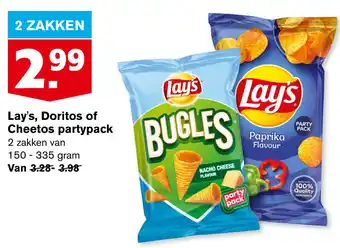 Hoogvliet Lay's  chips, Doritos of Cheetos partypack 2*150-335g aanbieding