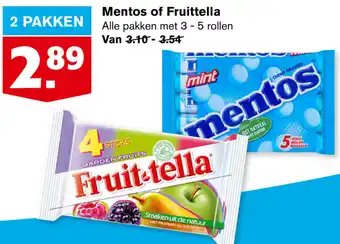 Hoogvliet Fruittella of Mentos aanbieding