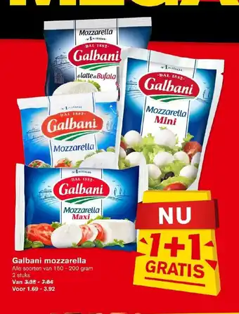 Hoogvliet Galbani mozzarella Alle soorten van 150-200 gram 2 stuks aanbieding