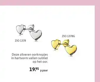 Zinzi Deze Zilveren Oorknopjes In Hartvorm Vallen Subtiel Op Het Oor. aanbieding