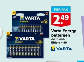 Hoogvliet Varta Energy batterijen AA of AAA per pak aanbieding