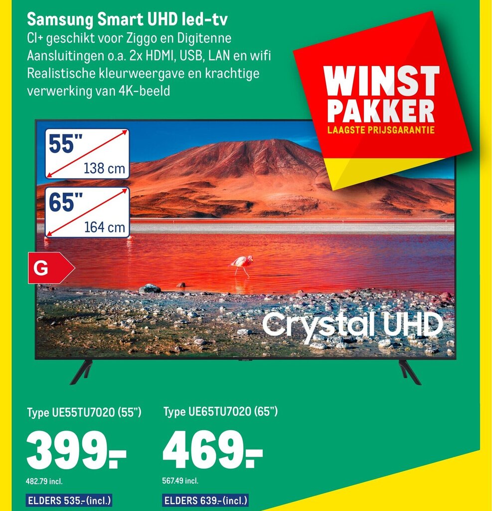 Samsung Smart UHD ledtv UE55TU7020 55" aanbieding bij Makro