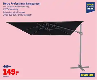 Makro Metro Professional hangparasol 300x300x257 cm aanbieding