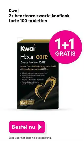 DA Kwai 2x Heartcare Zwarte Knoflook Forte 100 Tabletten 1+1 Gratis aanbieding