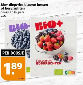 Poiesz Bio+ diepvries blauwe bessen of bosvruchten aanbieding