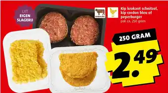 Boni Kip krokant schnitzel, kip cordon bleu of peperburger aanbieding