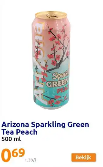 Action Arizona Sparkling Green Tea Peach aanbieding