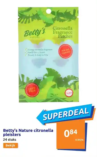 Action Betty's Nature citronella pleisters aanbieding