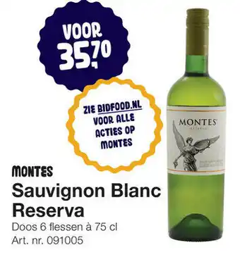 Bidfood Montes Sauvignon Blanc Reserva 6*750ml aanbieding