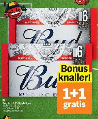 Bud 6 x 0.33 liter blikjes (2 six packs)