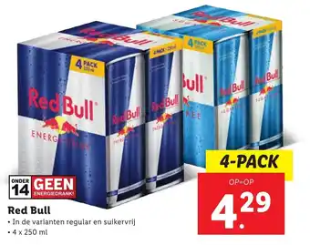 Lidl Red Bull  4-pack 250ml aanbieding