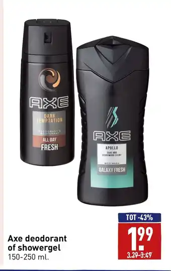 ALDI Axe deodorant of showergel 150-250 ml aanbieding