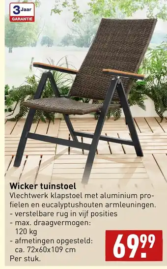 ALDI Wicker tuinstoel 72x60x109 cm aanbieding