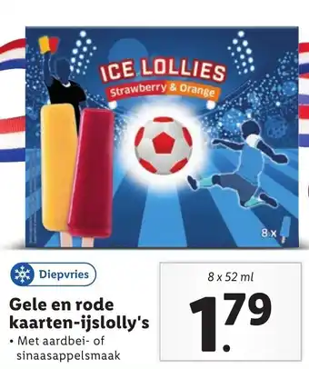 Lidl Gelatelli  Gele en rode kaarten-ijslolly's 8*52ml aanbieding