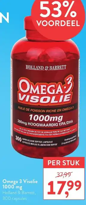 Holland & Barrett Holland & Barrett Omega 3 Visolie 1000mg 300 capsules aanbieding