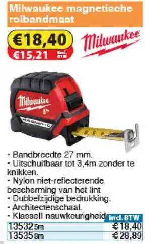 Toolstation Milwaukee Magnetische Rolbandmaat 5m aanbieding