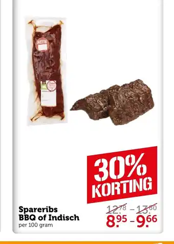 Coop Spareribs BBQ of Indisch per 100 gram aanbieding