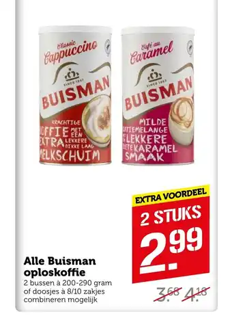 Coop Alle Buisman oploskoffie 2 bussen a 200-290 gram aanbieding