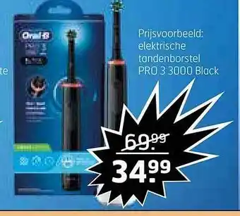 Trekpleister Oral-B Elektrische Tandenborstel Pro 3 3000 Black aanbieding