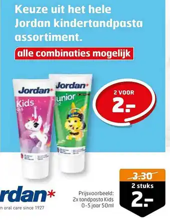 Trekpleister Jordan Tandpasta Kids aanbieding