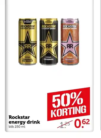 Coop Rockstar energy drink blik 250 ml aanbieding