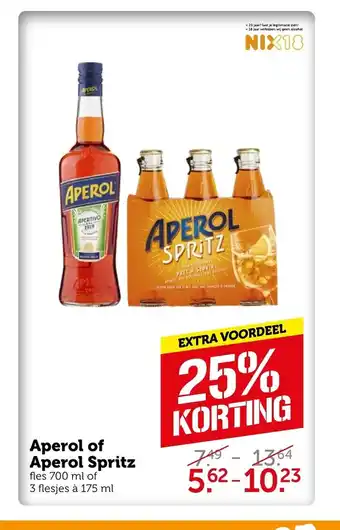 Coop Aperol of Aperol Spritz fles 700 ml of 3 flesjes a 175 ml aanbieding