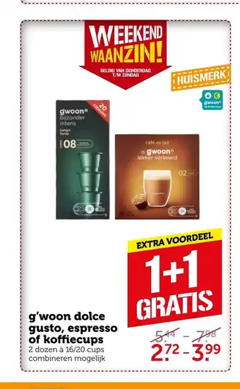 Coop G'woon dolce gust6o, espresso of kofficups 2 dozen a 16/20 cups aanbieding