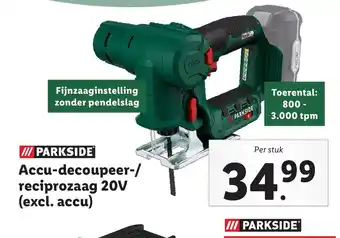 Lidl Parkside Accu-decoupeer-/reciprozaag 20V (excl. accu) per stuk aanbieding