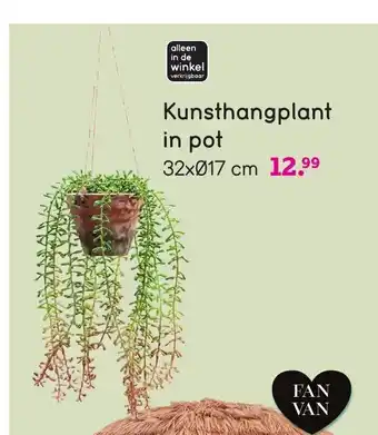 Leen Bakker Kunsthangplant in pot 32x17 cm aanbieding