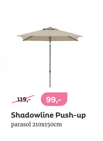 Kees Smit Shadowline Push-up parasol 210x150cm aanbieding