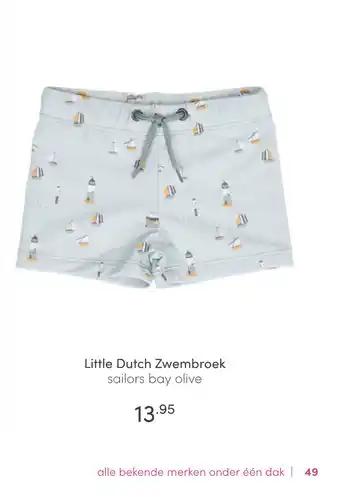 Baby & Tiener Little Dutch Zwembroek sailors bay olive aanbieding