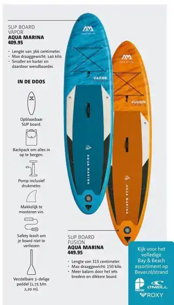 Bever Sup Board Vapor Aqua Marina Of Sup Board Fusion Aqua Marina aanbieding